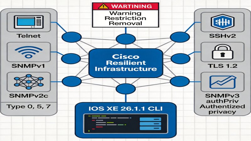 Cisco IOS-XE 26.1.1 Security Baseline Upgrade: Telnet/SNMP Disable Impact & Migration Guide