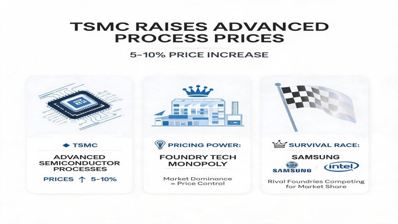 TSMC Raises Advanced Process Prices by 5-10%: The Pricing Power Behind Foundry Tech Monopoly and the Survival Race of Samsung, Intel