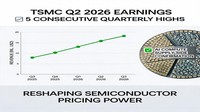TSMC Q2 2026 Earnings and AI Compute Supply-Side Confirmation: Five Consecutive Quarterly Highs Reshape Semiconductor Pricing Power