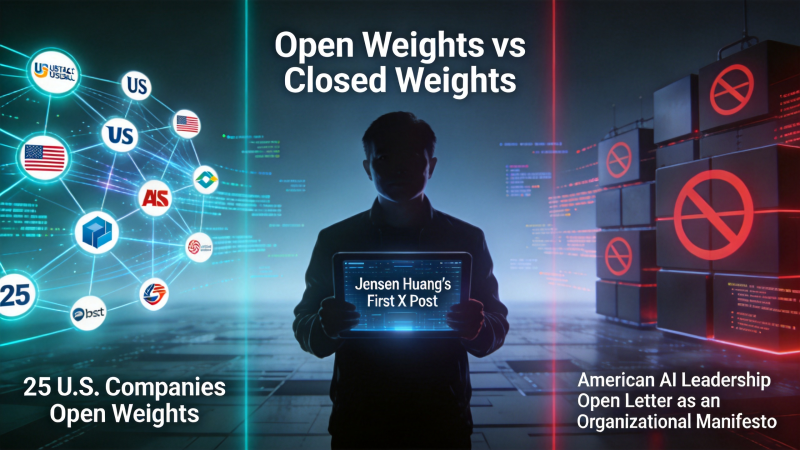 Open Weights vs Closed Weights 路线之争：黄仁勋 X 首推 + 25家美国公司《开放权重与美国AI领导力》公开信的"组织化宣言"